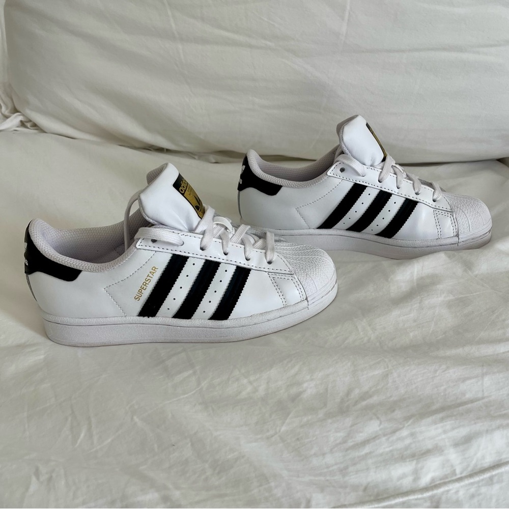 adidas White and Black Sneakers with Shell Toe Design